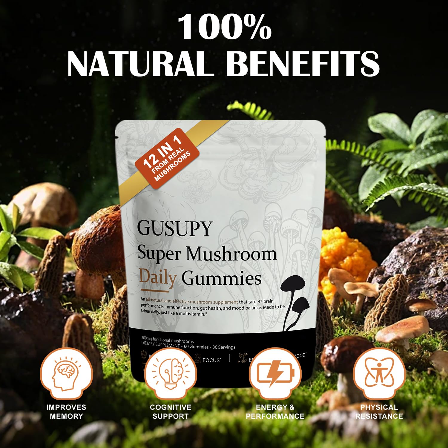 GUSUPY Mushroom Gummies showing individual gummy pieces