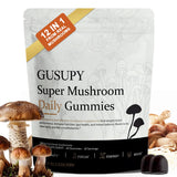 GUSUPY Mushroom Supplement Gummies front view with packaging