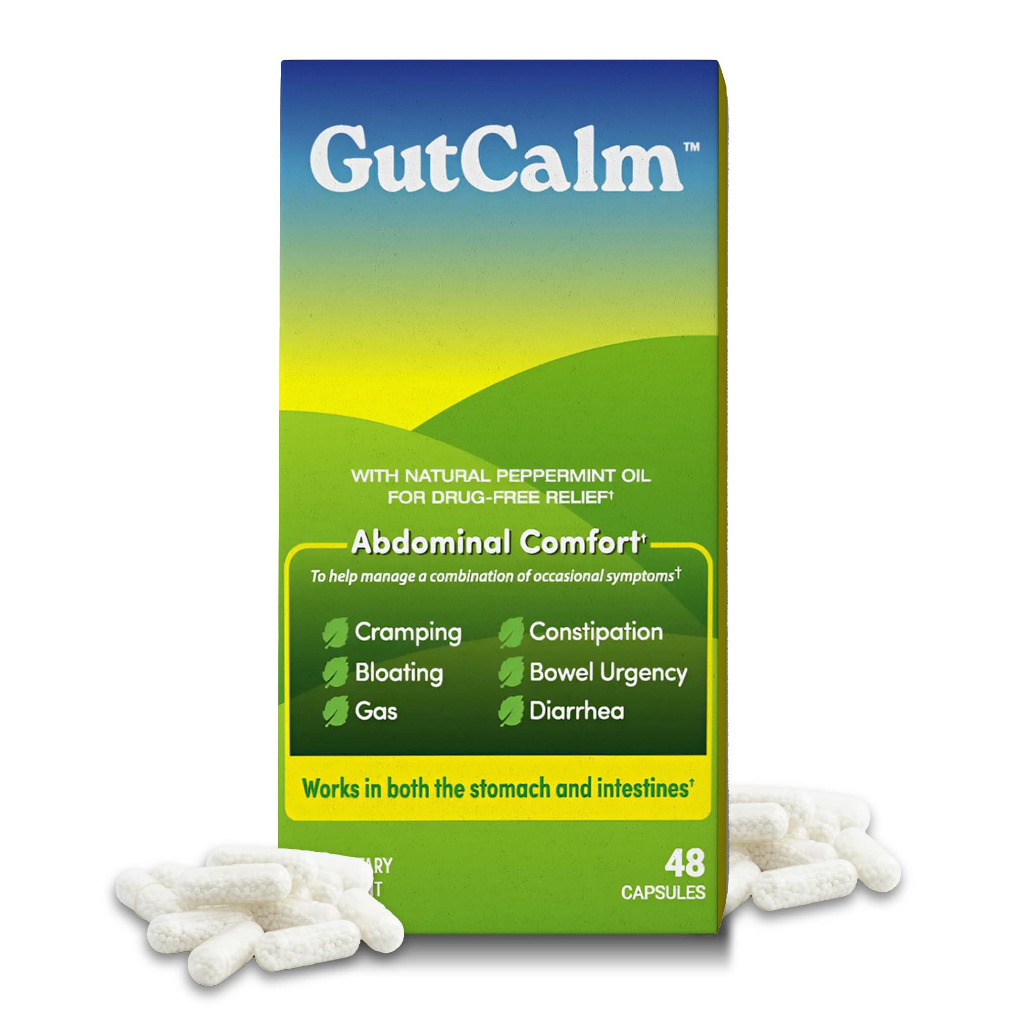 GutCalm herbal supplement capsules front view