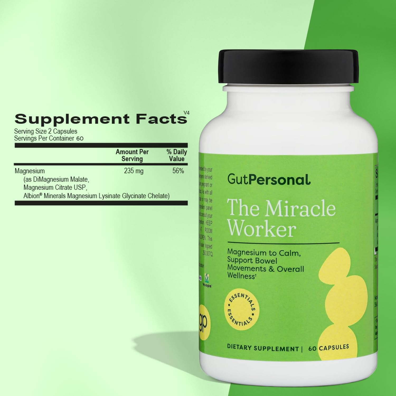 GutPersonal Miracle Worker Magnesium Supplement bottle with label