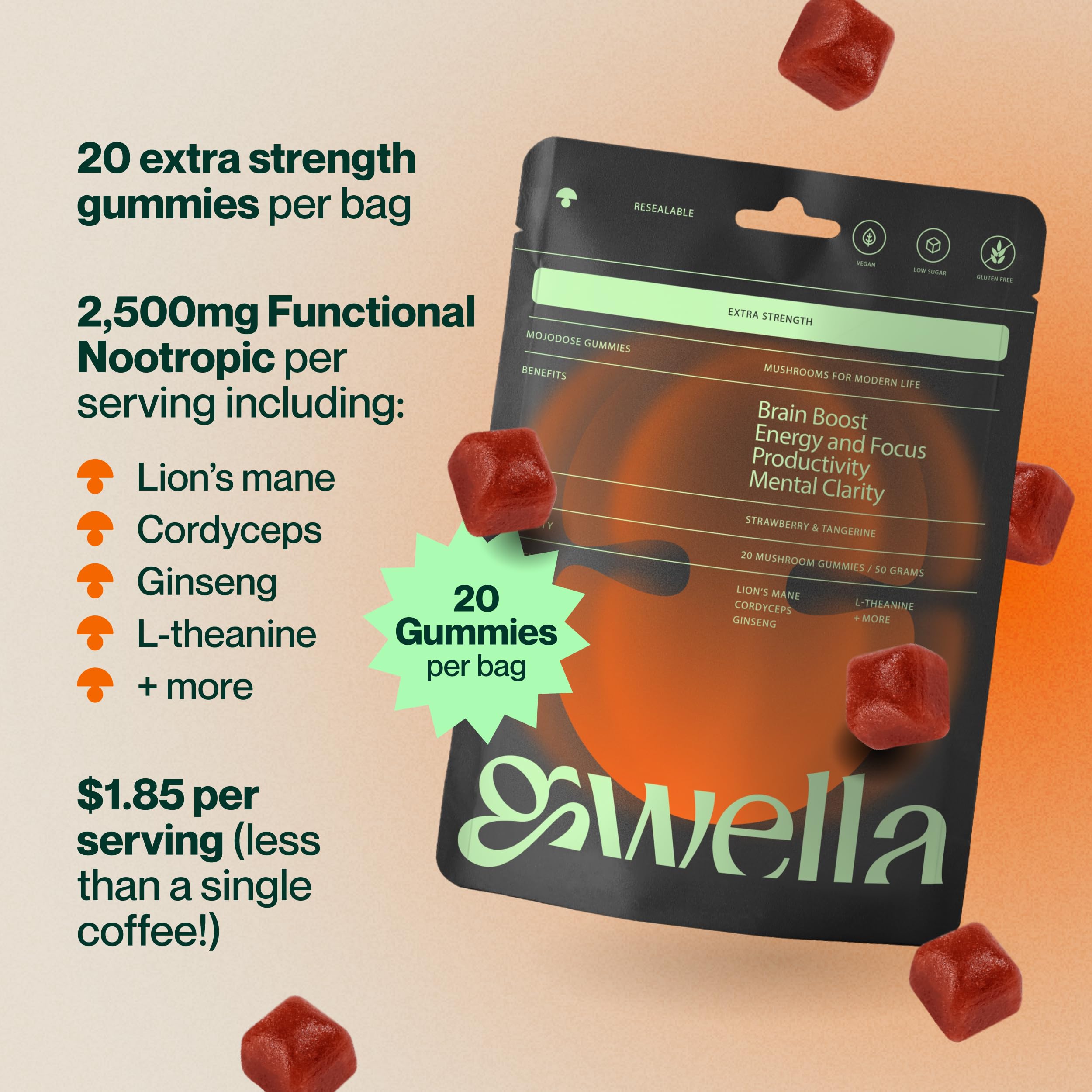 Gwella Focus Aid Gummies Extra Strength showing gummy texture