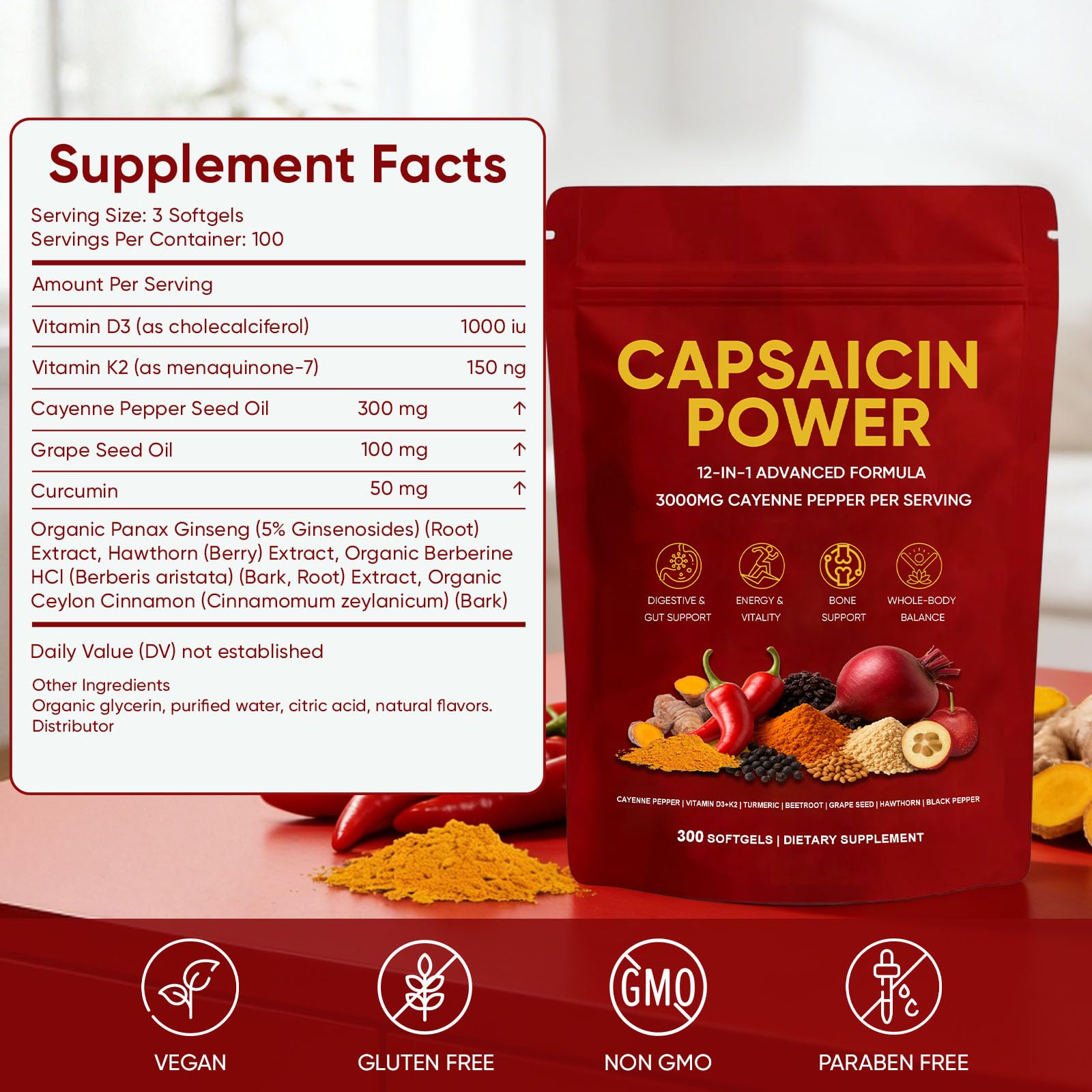 GXSAE Cayenne Pepper Capsules bottle with label