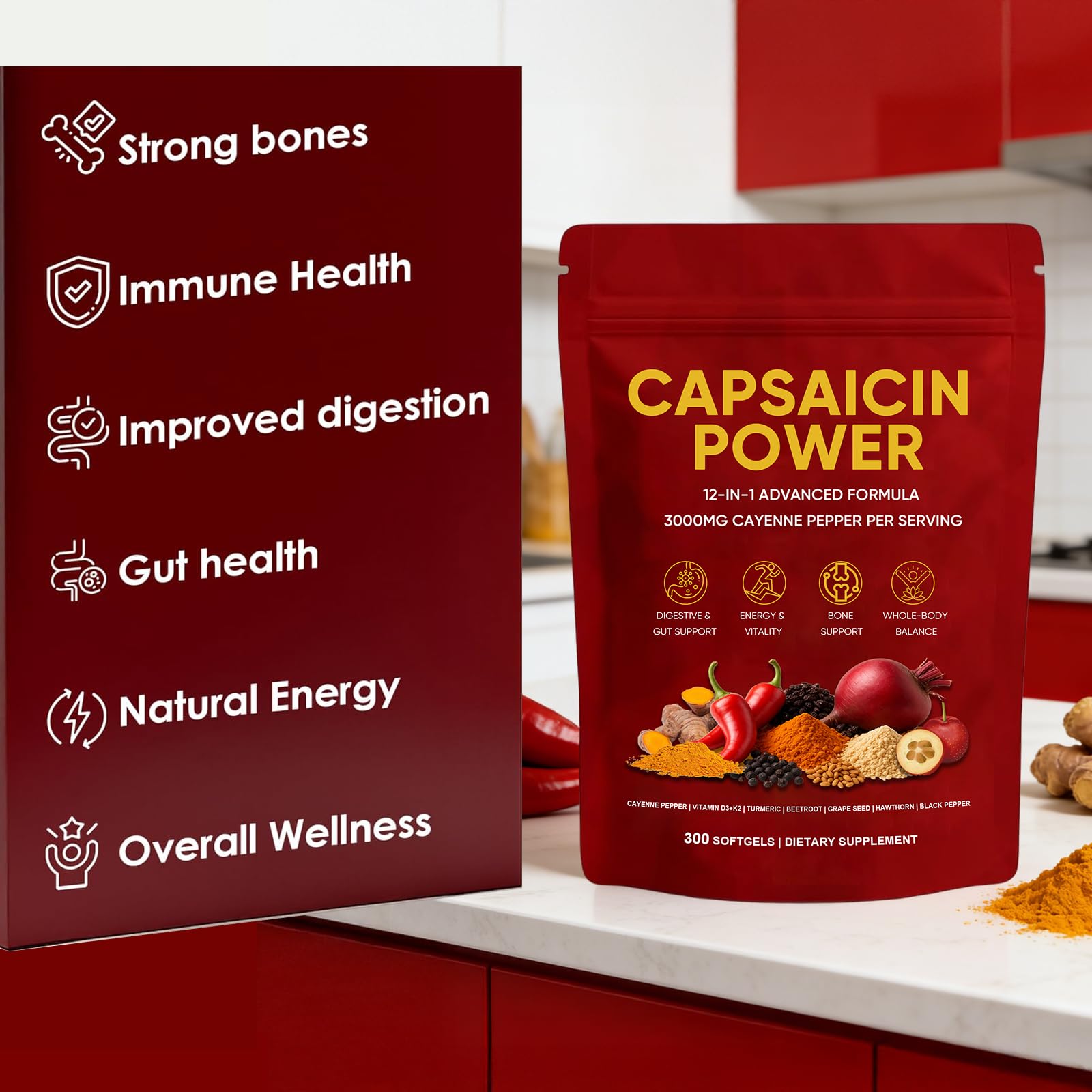 GXSAE Cayenne Pepper Capsules softgel close-up