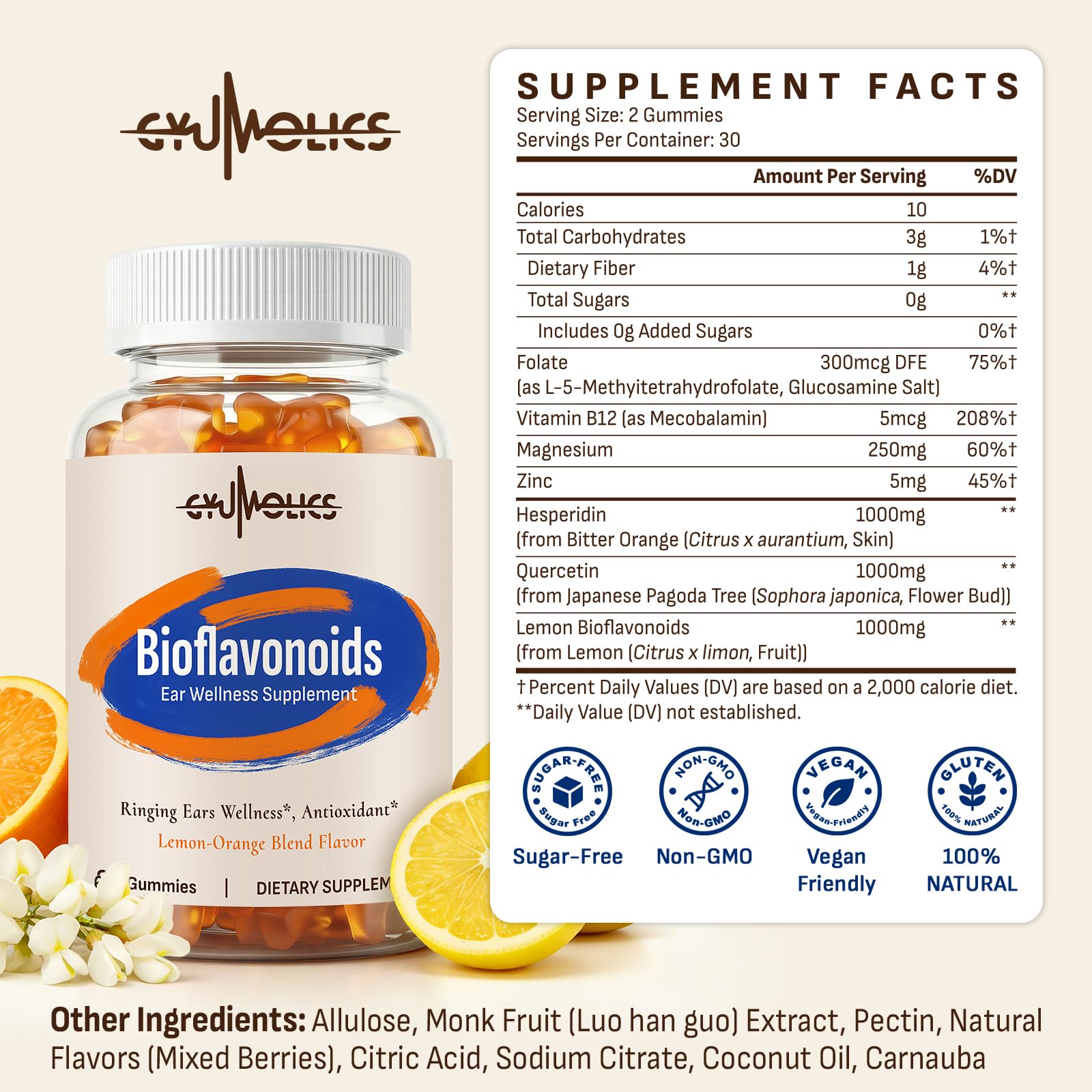 Gyumolics Bioflavonoid Complex Gummies 3000mg gummies in a bowl