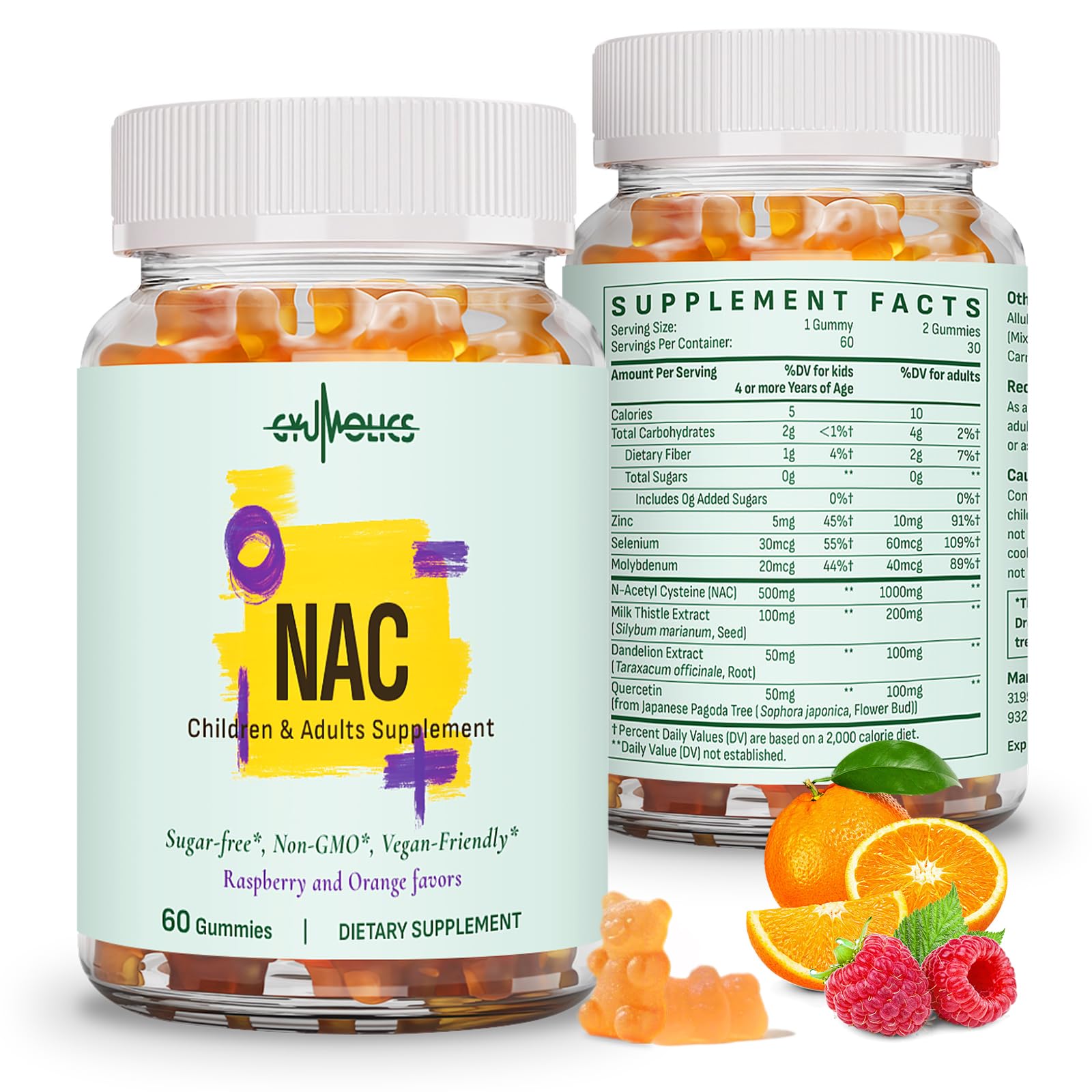 Gyumolics NAC Gummies 8-in-1 Formula front view with mixed berry flavour