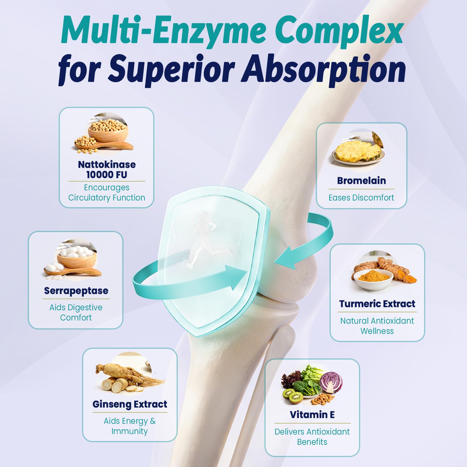 Gyumolics Nattokinase Supplement back view with ingredient list