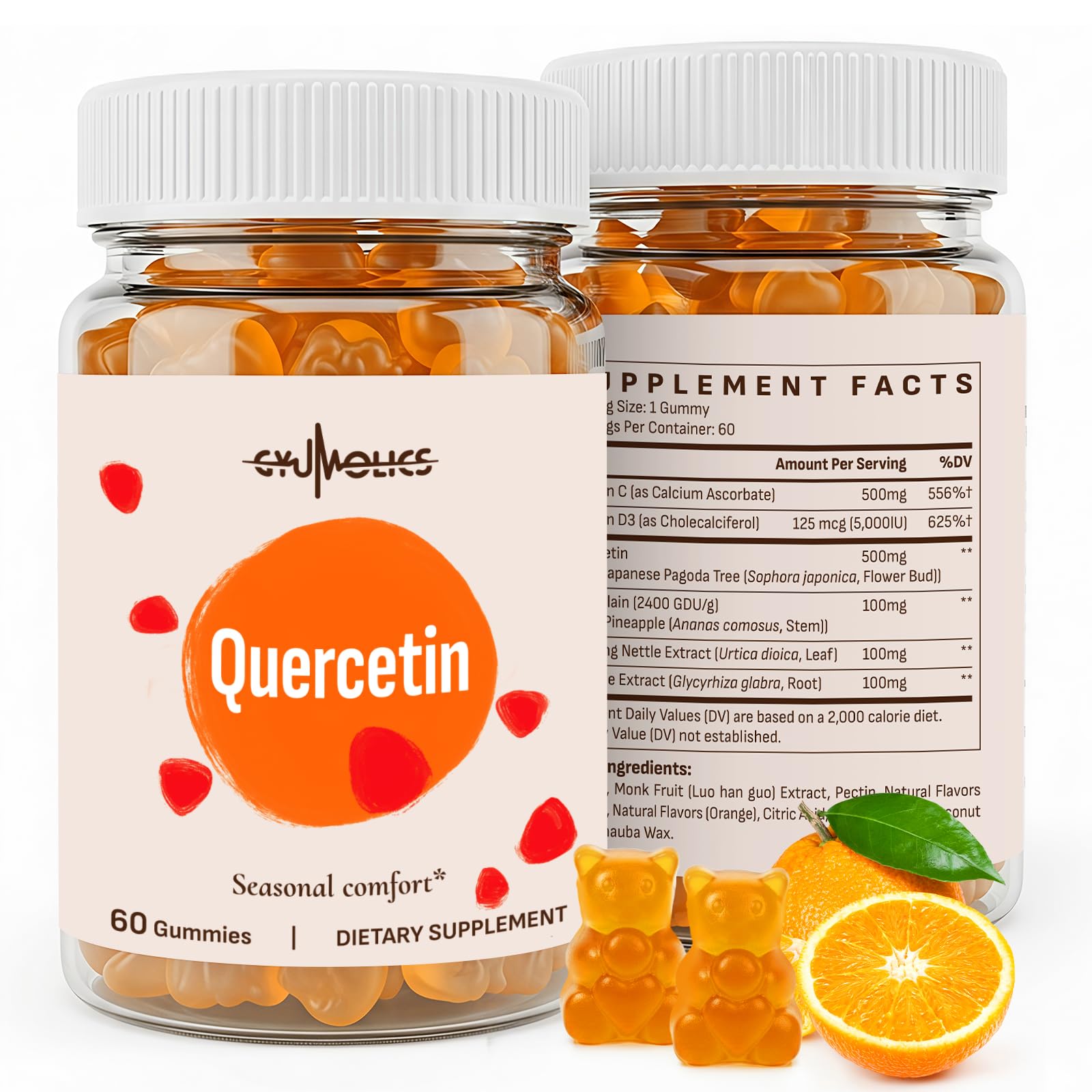 Gyumolics Quercetin Gummies bottle front view with 120 gummies