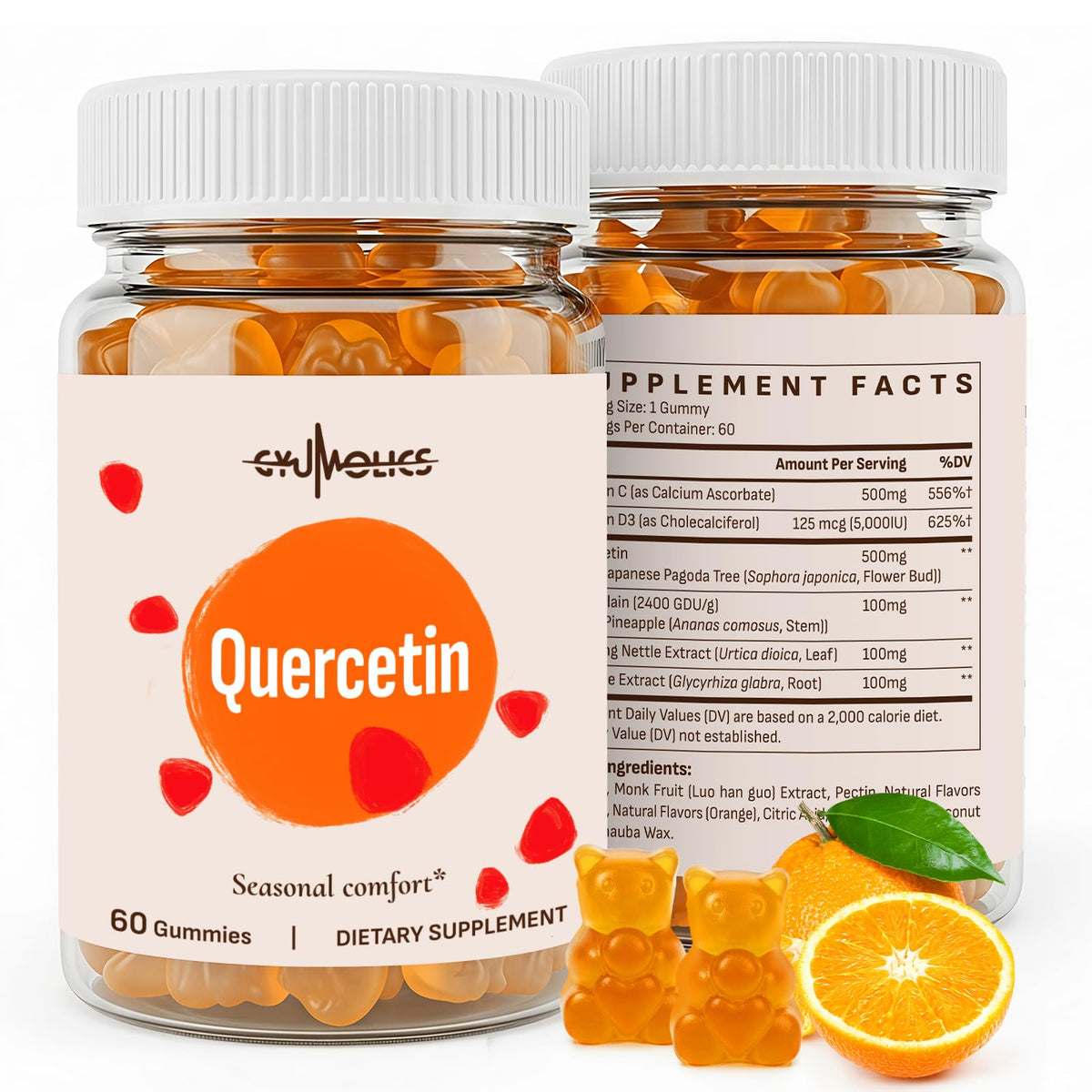 Gyumolics Quercetin Gummies bottle front view with 120 gummies