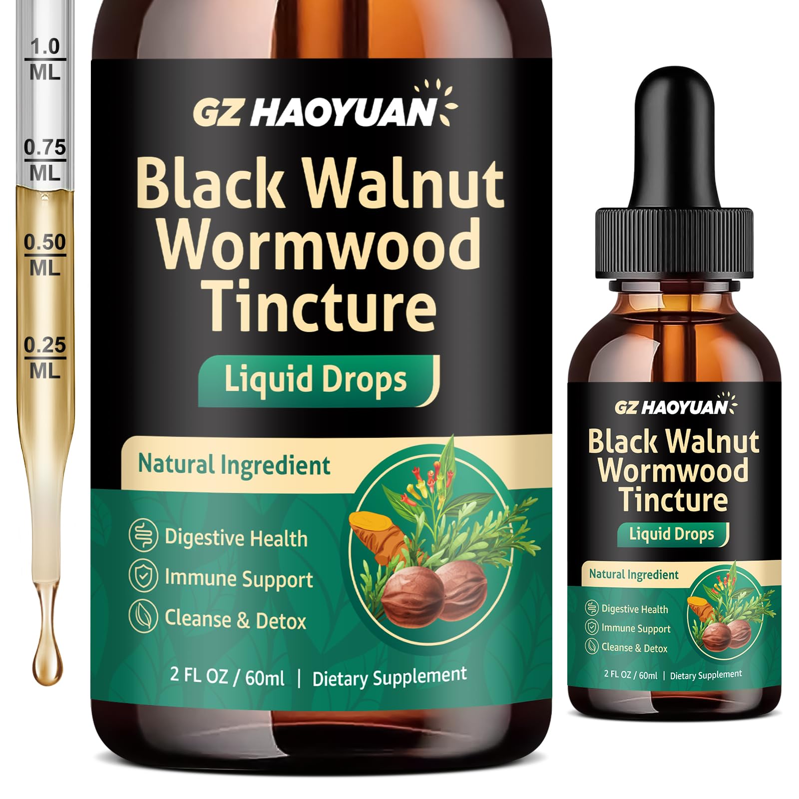 GZ HAOYUAN Black Walnut Wormwood Tincture 153g front view