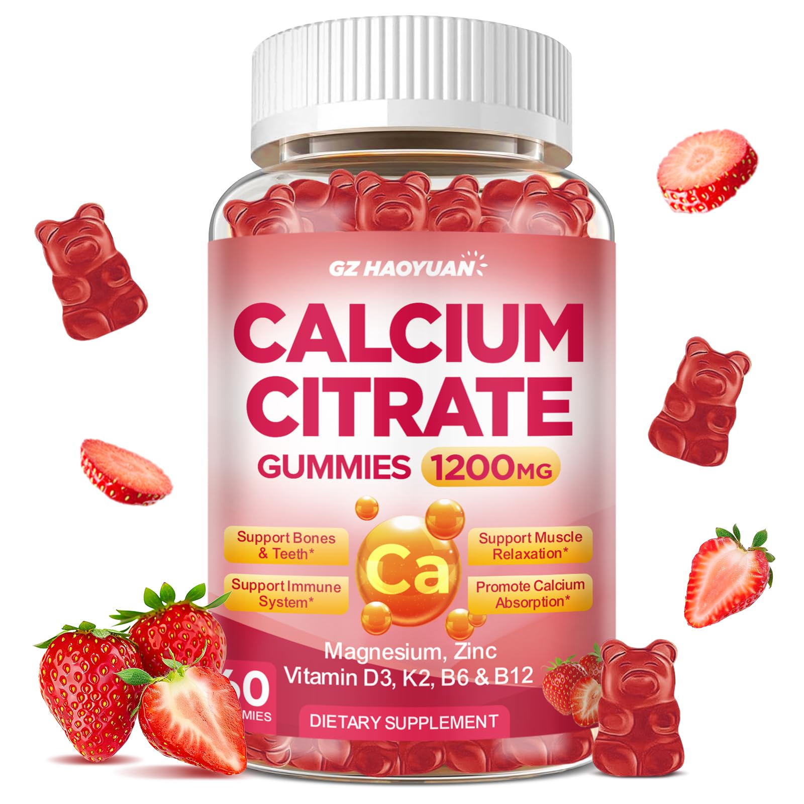 GZ HAOYUAN Calcium Citrate Gummies front view with packaging
