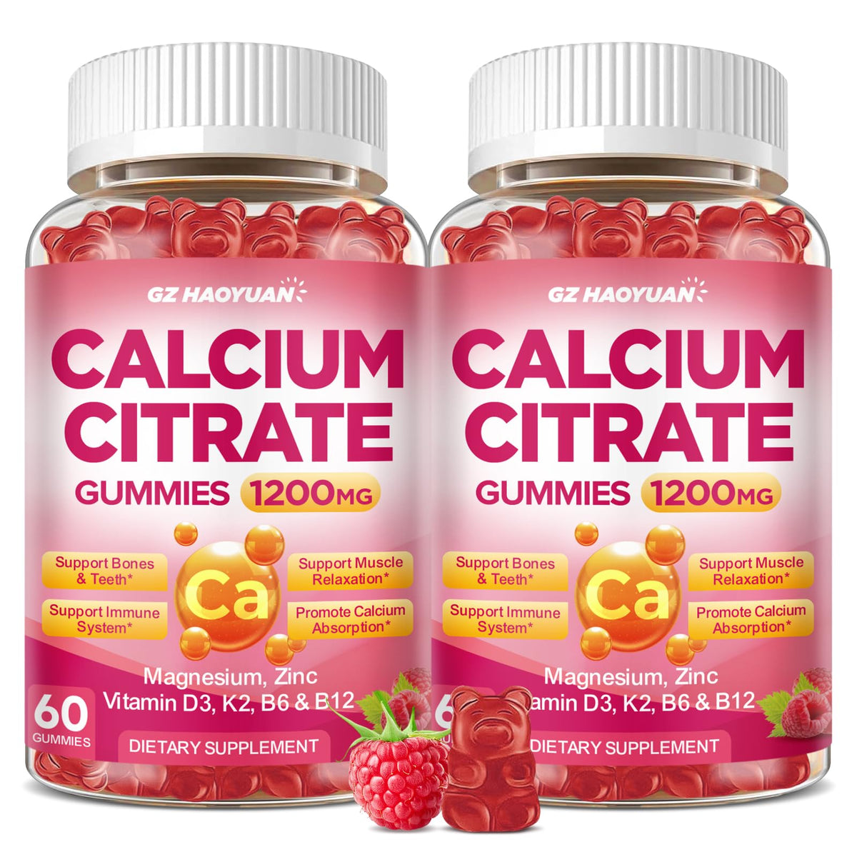 GZ HAOYUAN Calcium Citrate Gummies front view with packaging