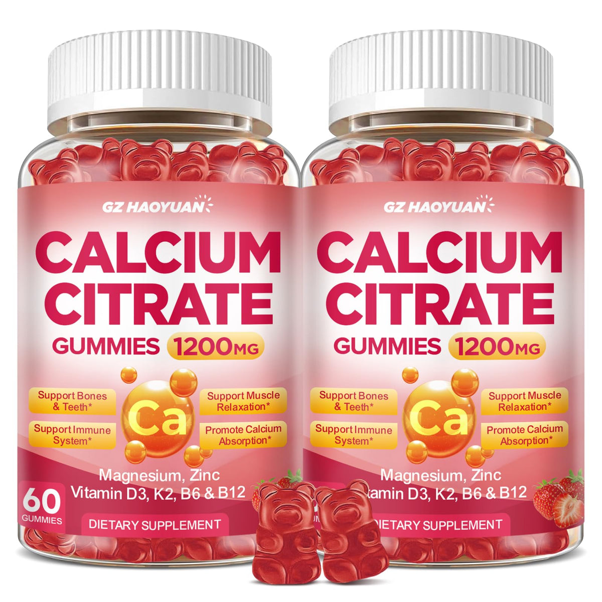 GZ HAOYUAN Calcium Citrate Gummies front view with packaging