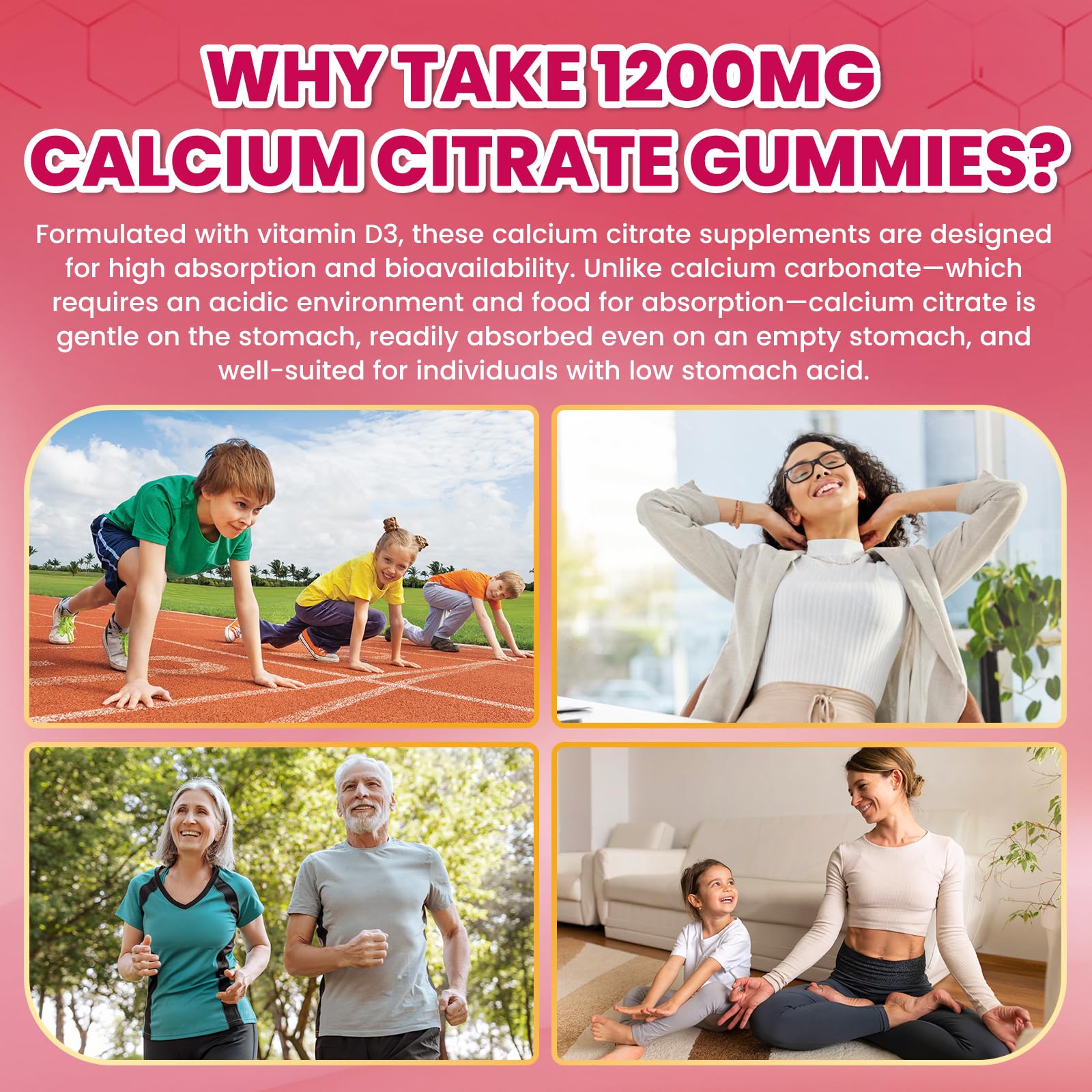 GZ HAOYUAN Calcium Citrate Gummies lifestyle scene with a glass of water