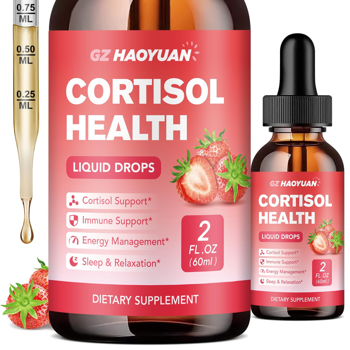GZ HAOYUAN Cortisol Support Drops front view with packaging