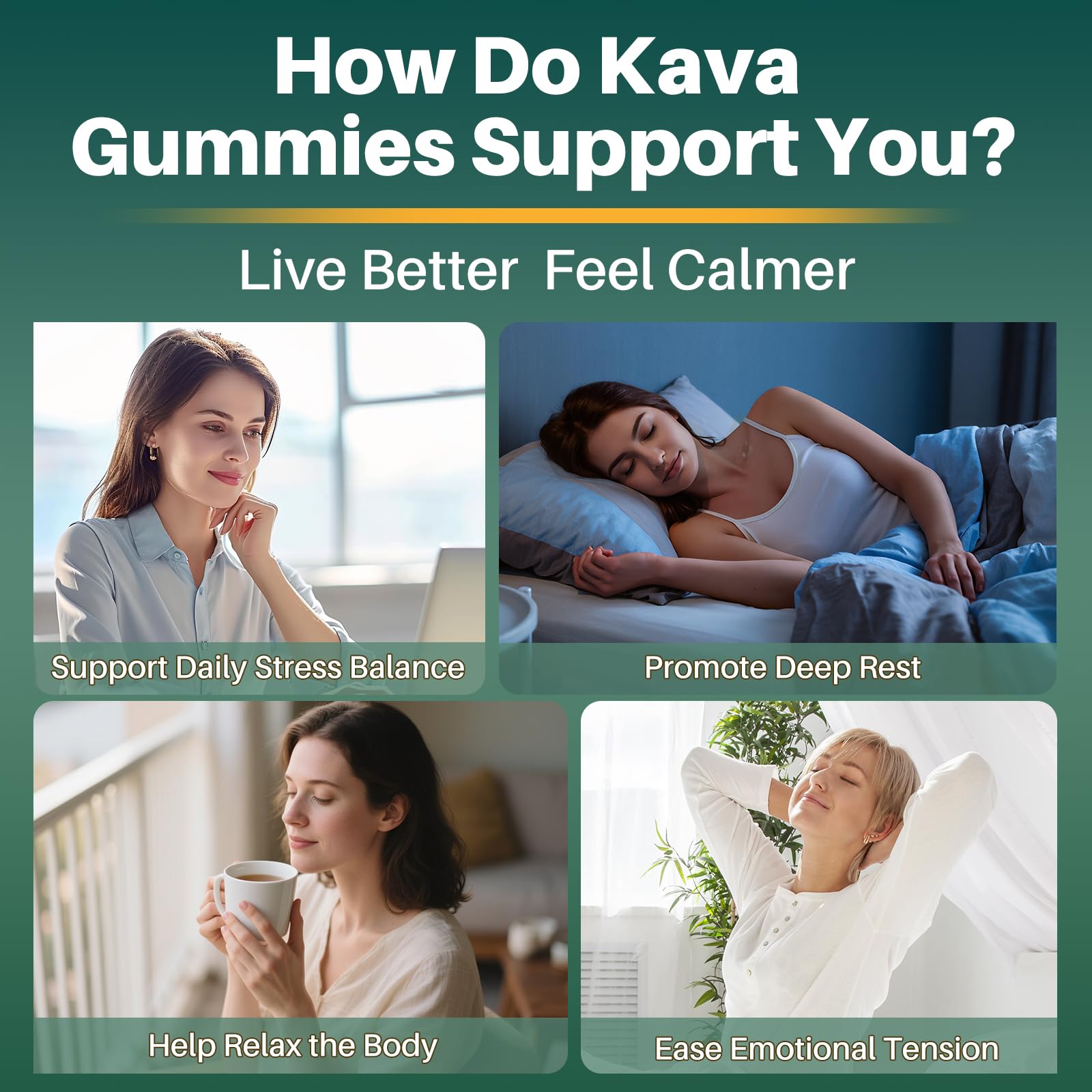 GZ HAOYUAN Kava Kava Gummies with a hand holding the bottle
