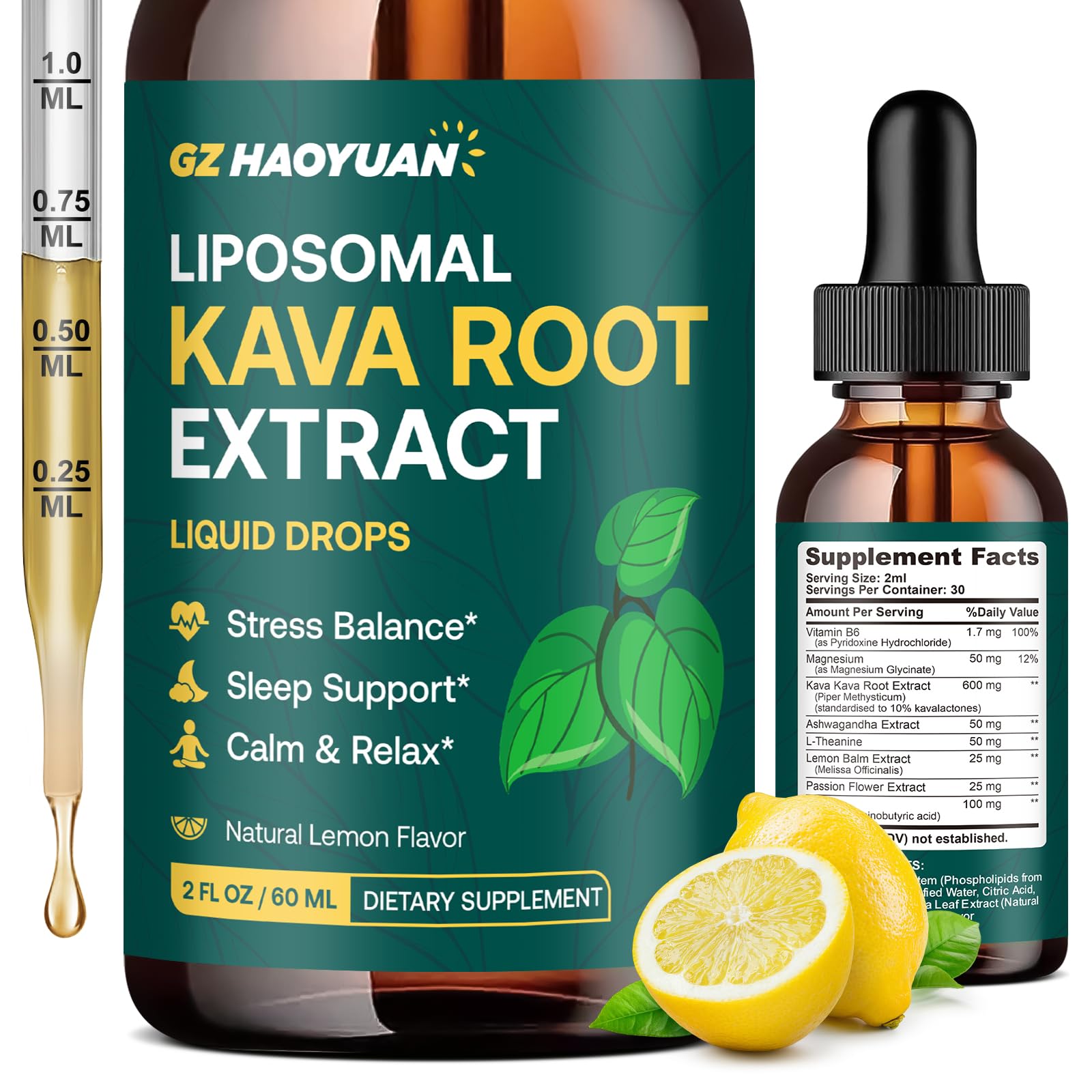 GZ HAOYUAN Liquid Kava Kava Extract bottle front view