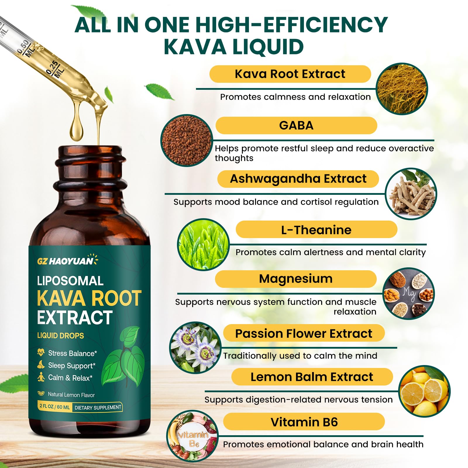 GZ HAOYUAN Liquid Kava Kava Extract bottle side view