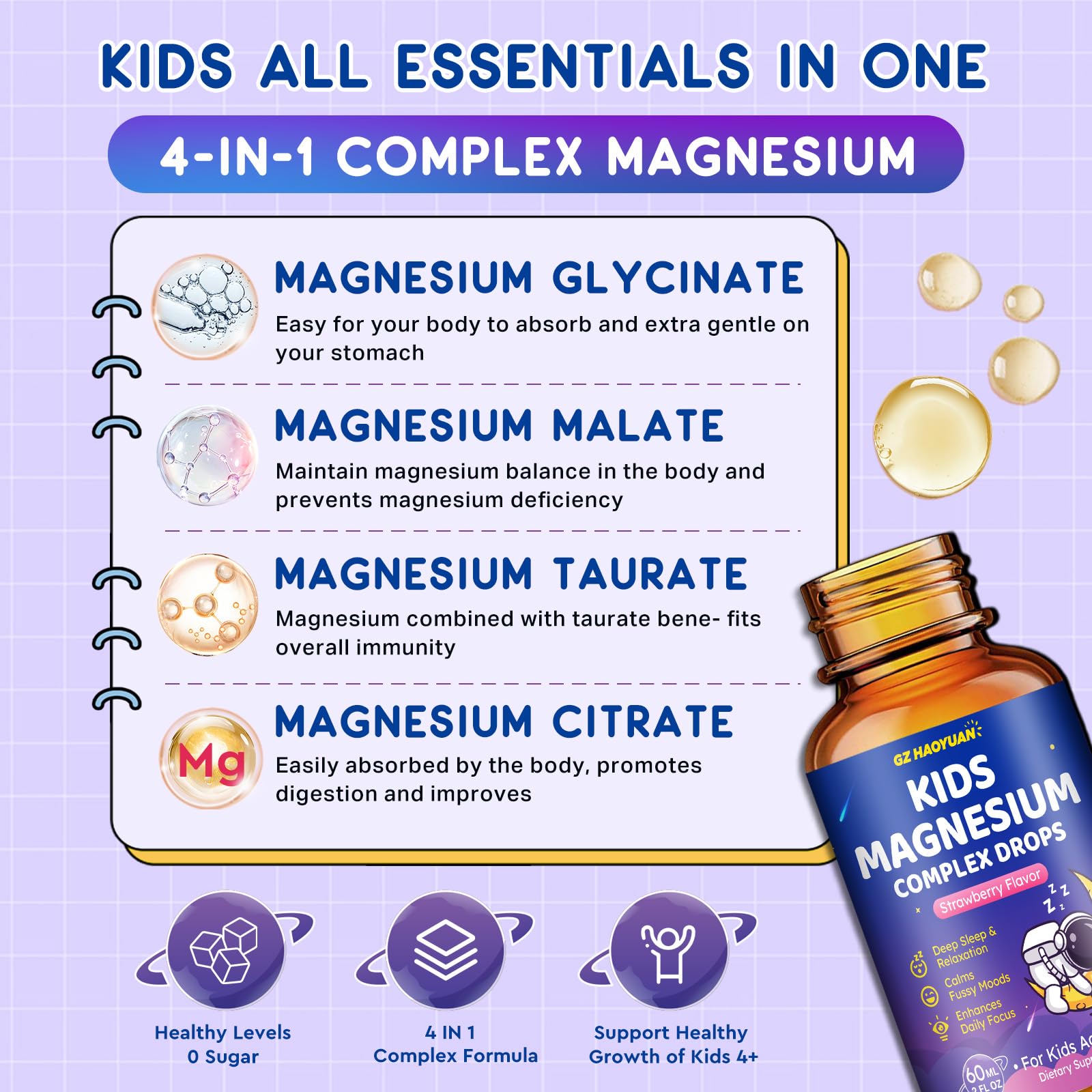 GZ HAOYUAN Magnesium Complex for Kids with fresh strawberries