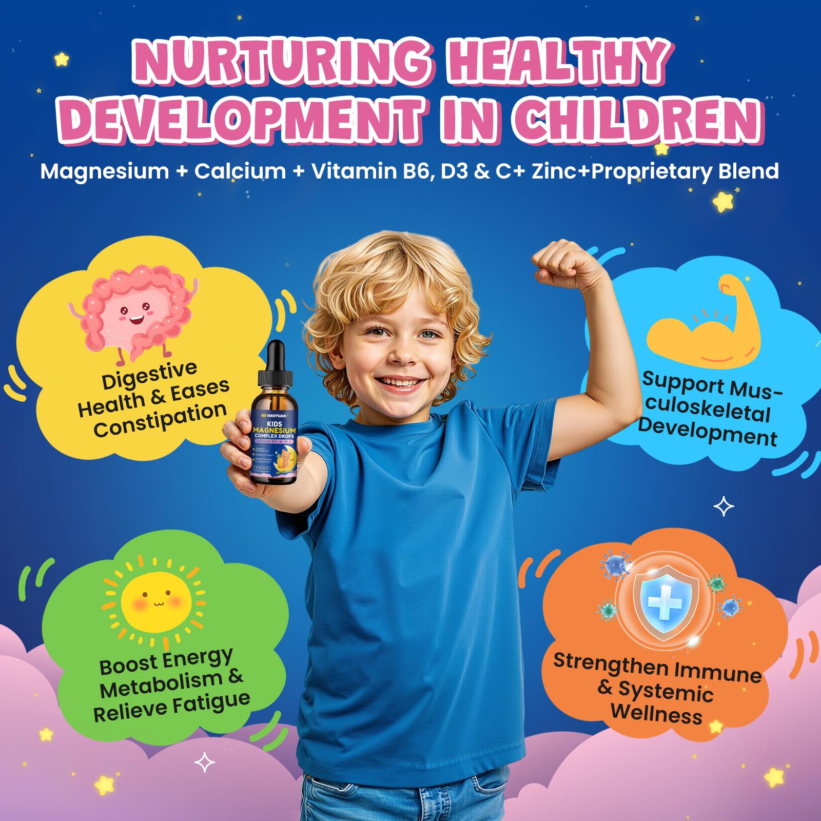 GZ HAOYUAN Magnesium Drops for Kids 150g strawberry flavour