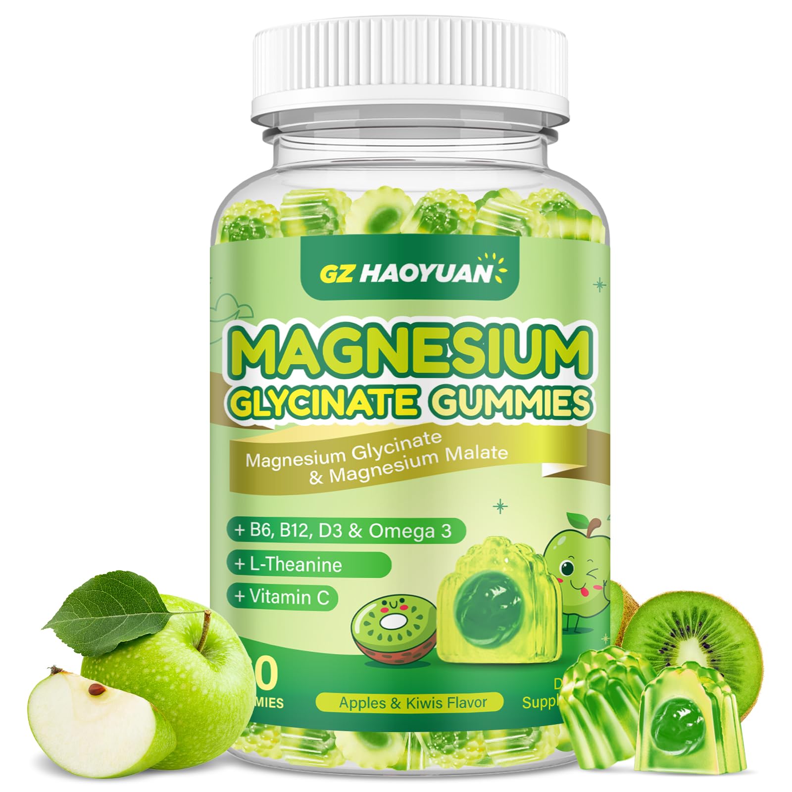 GZ HAOYUAN Magnesium Glycinate Gummies front view with packaging