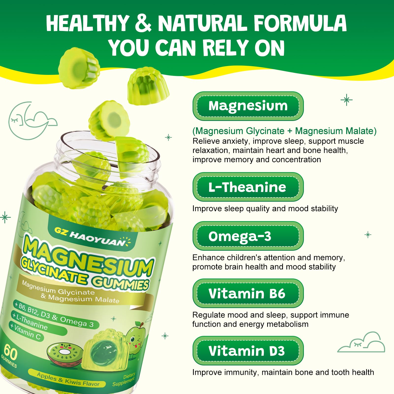 GZ HAOYUAN Magnesium Glycinate Gummies side view
