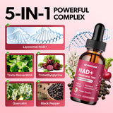 GZ HAOYUAN NAD+ Resveratrol Supplement 1200mg liquid drops on a wooden table