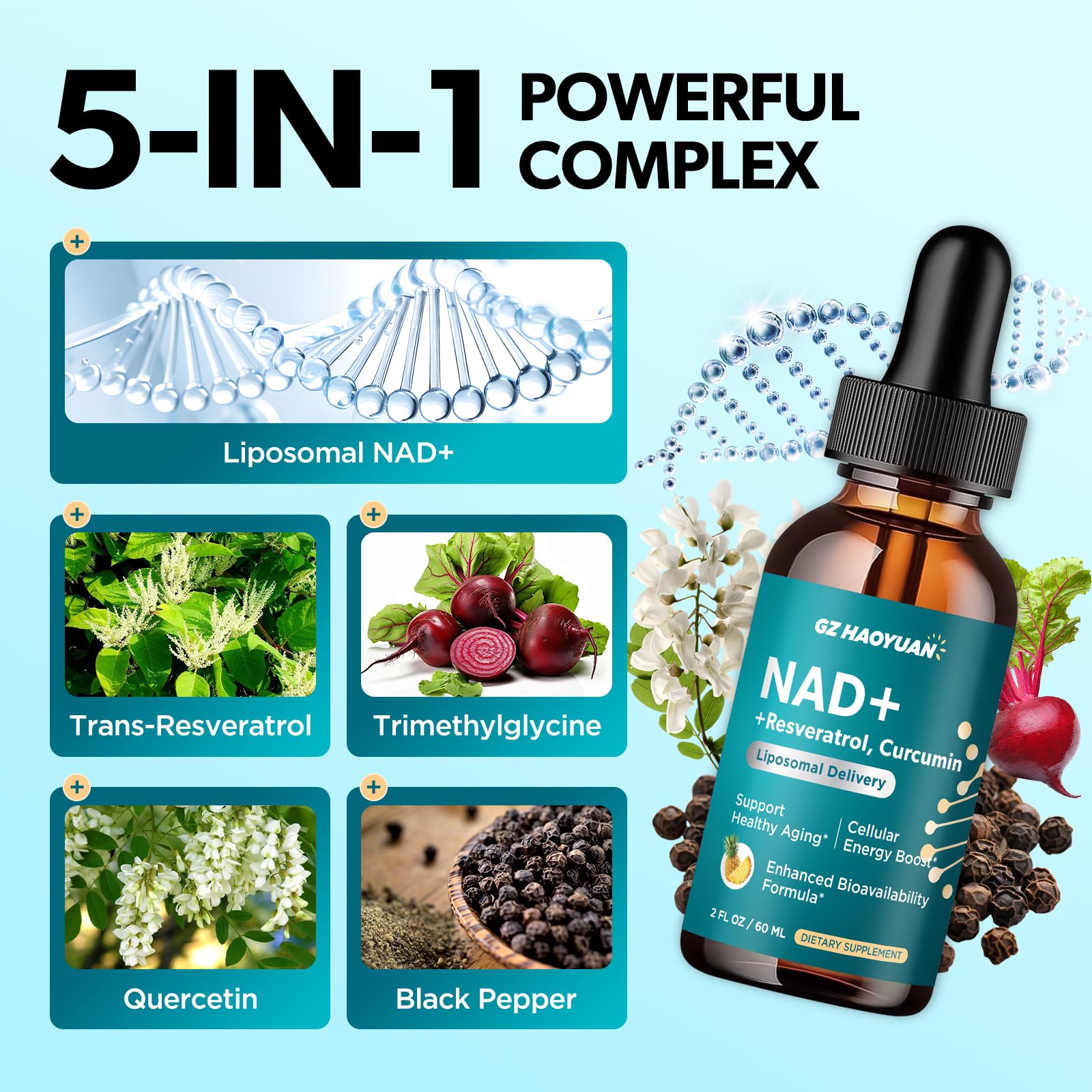 GZ HAOYUAN NAD+ Resveratrol Supplement 1200mg packaging