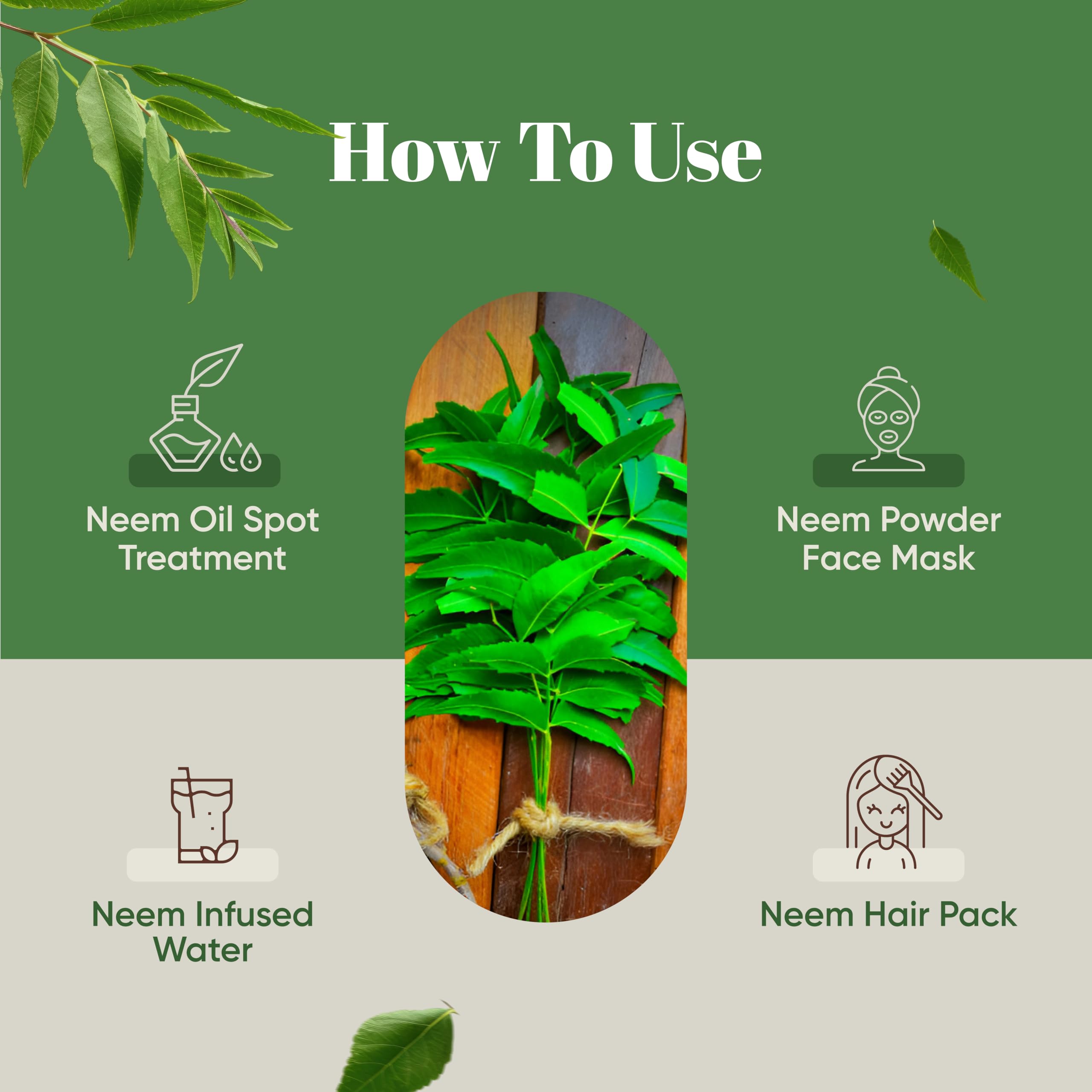 H&C Neem Leaves Powder 227g lifestyle scene with herbal ingredients