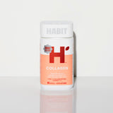 H' Habit Collagen Supplement capsules on a wooden surface