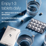 H2TAB Magnesium Hydrogen Water Tablets in a glass of water
