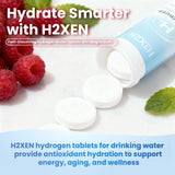 H2XEN Molecular Hydrogen Tablets dissolving in water