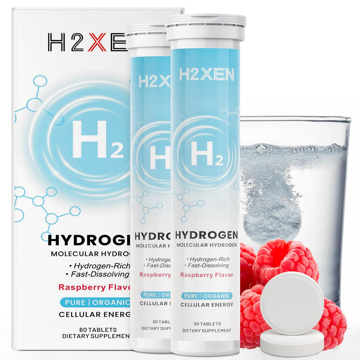 H2XEN Molecular Hydrogen Tablets packaging front view