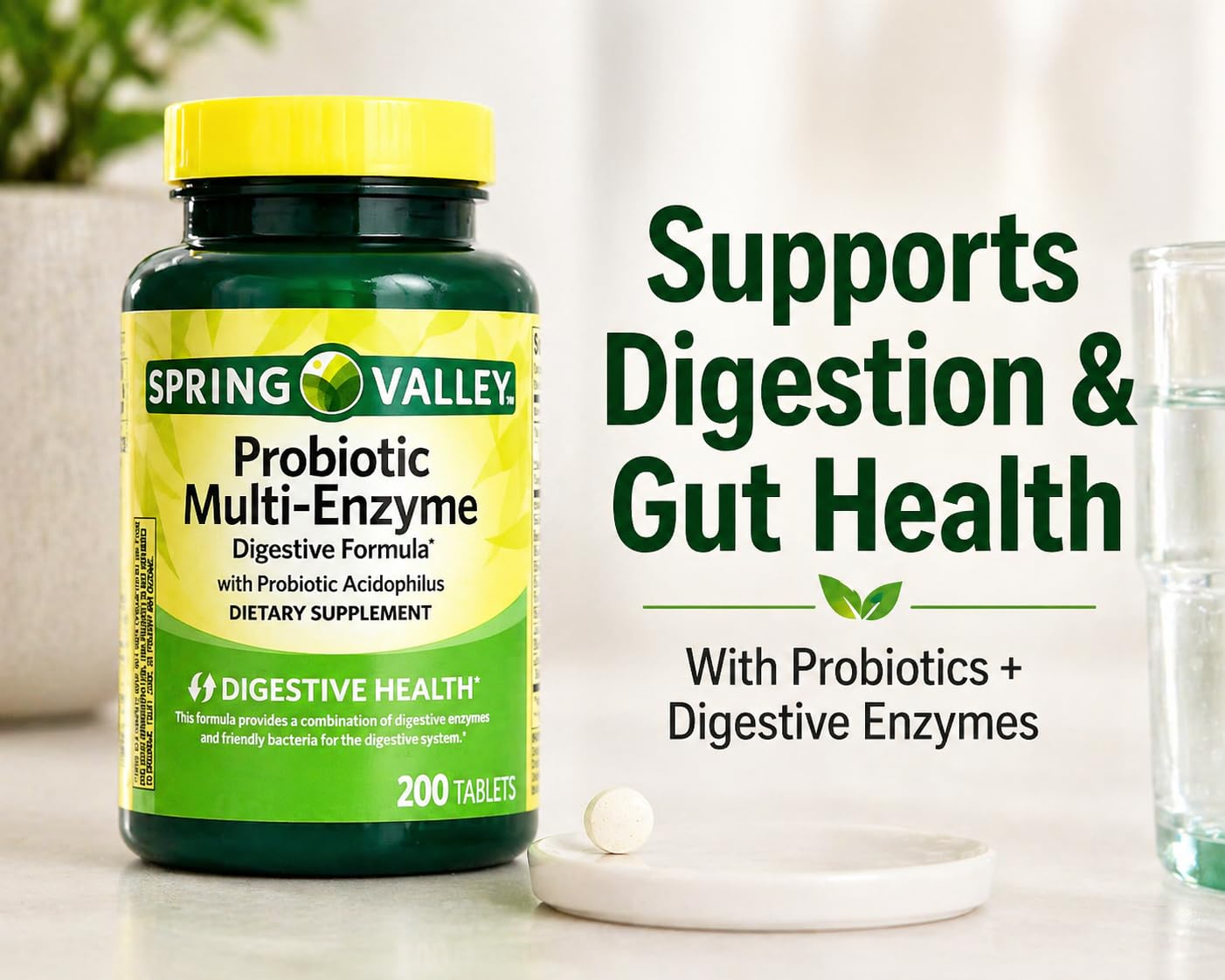 H4U Probiotic Multi-Enzyme Tablets bottle with label details
