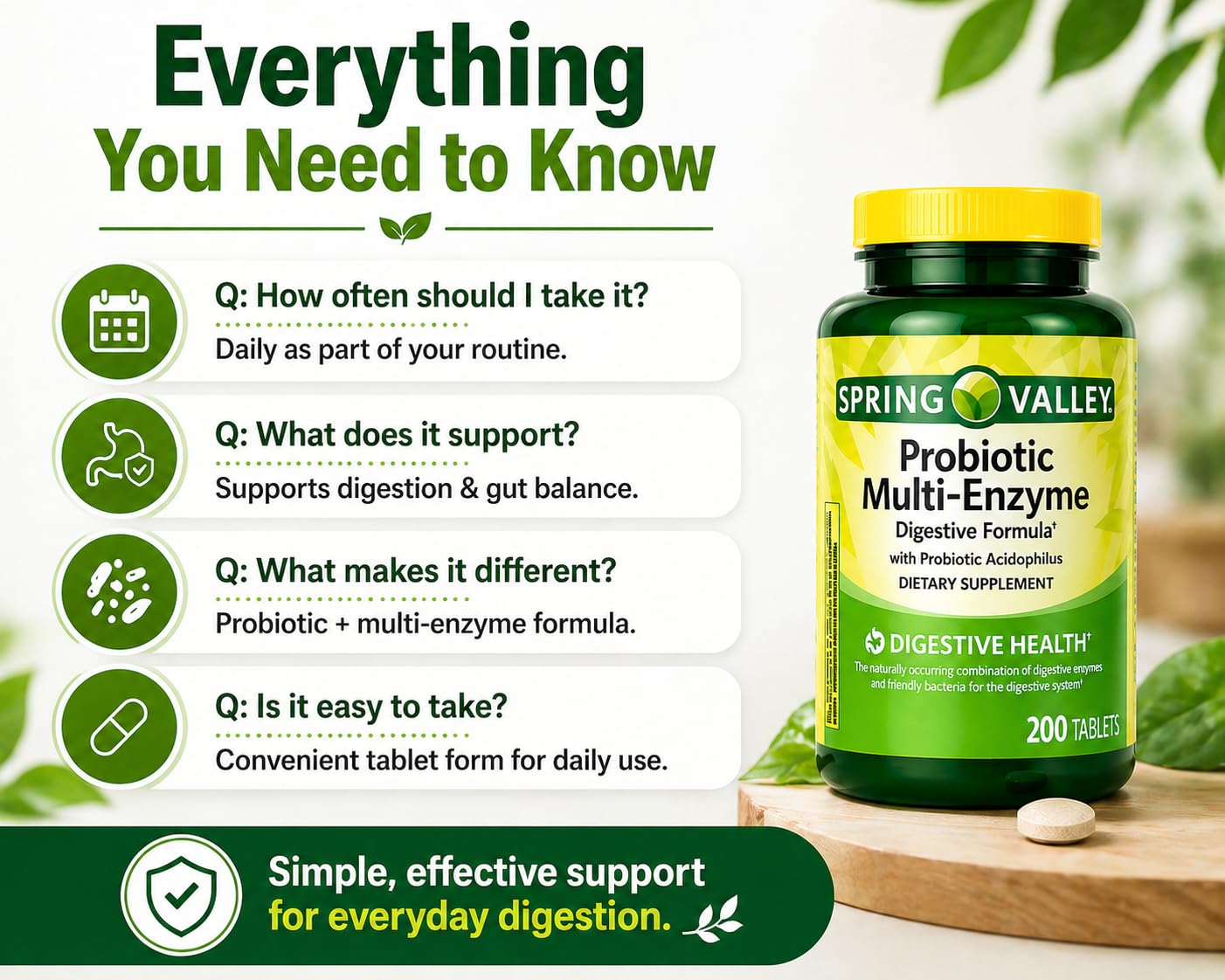 H4U Probiotic Multi-Enzyme Tablets with a glass of water
