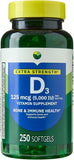 H4U Vitamin D3 5000 IU softgels 250 count packaging front view