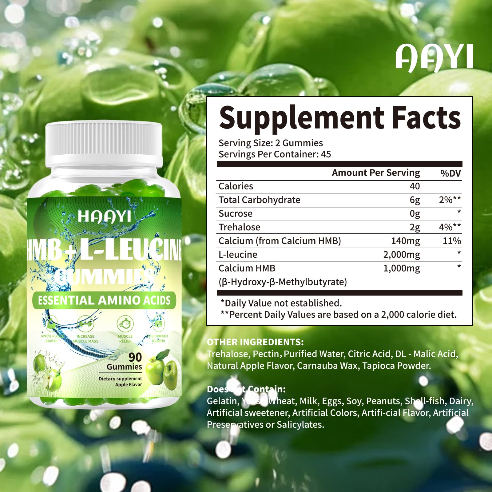 HAAYI HMB and Leucine Gummies packaging