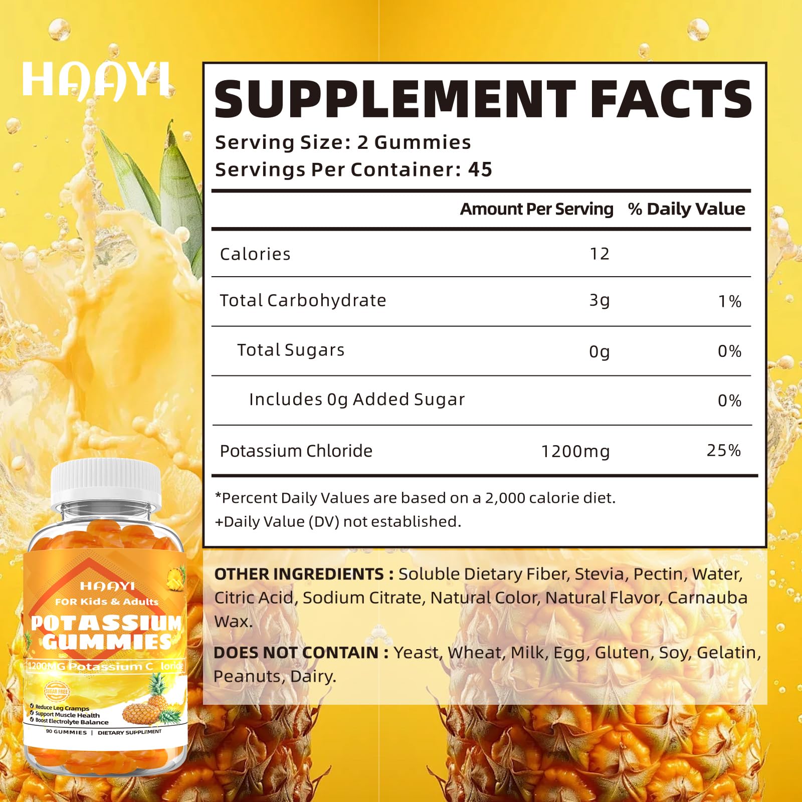 HAAYI Potassium Gummies natural pineapple flavour