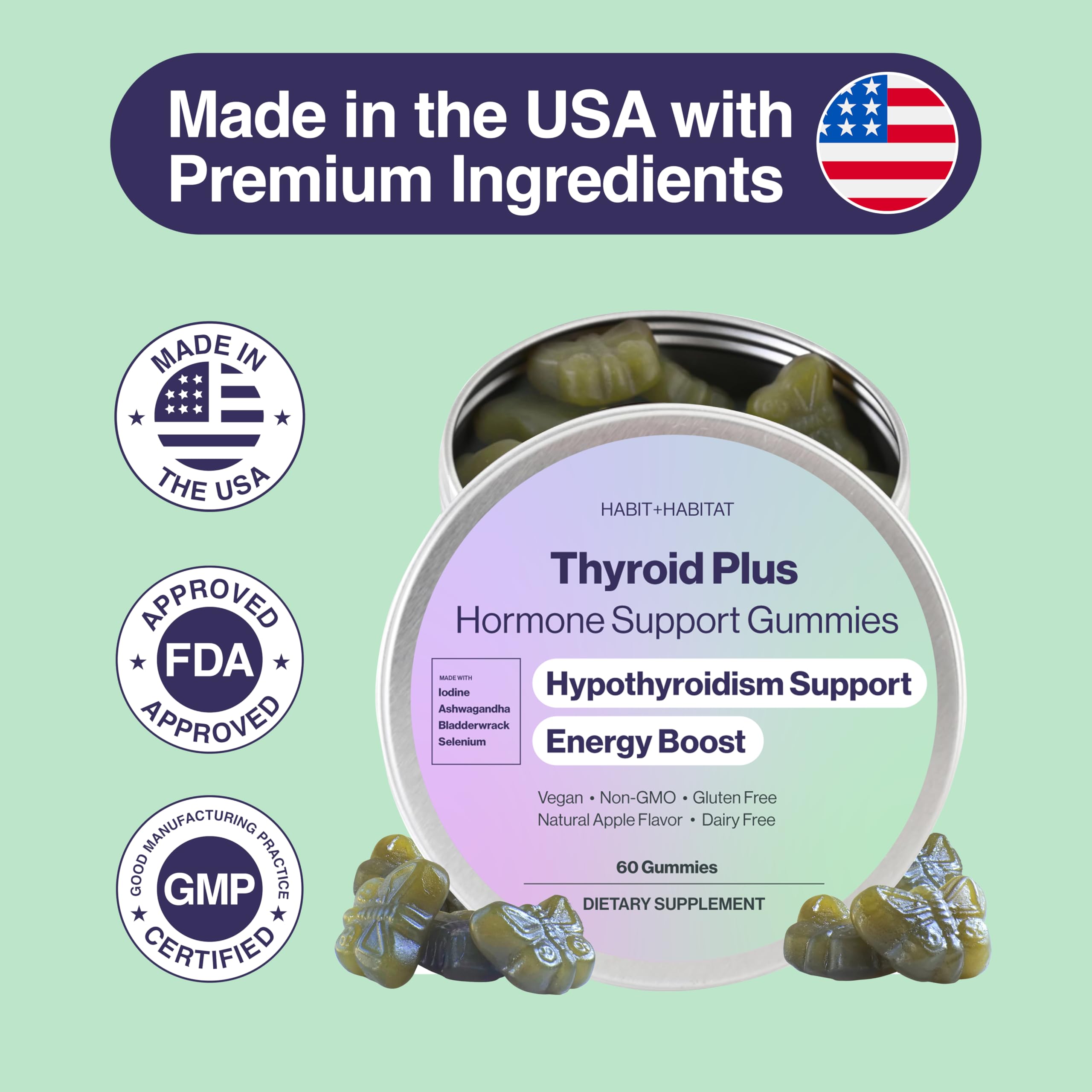 Habit + Habitat Gummy Thyroid Extracts with ingredients list