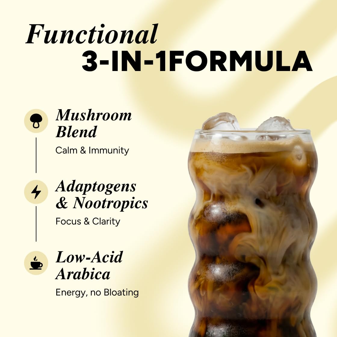 HABIT ONE Instant Coffee with Mushroom Blend back view of packaging