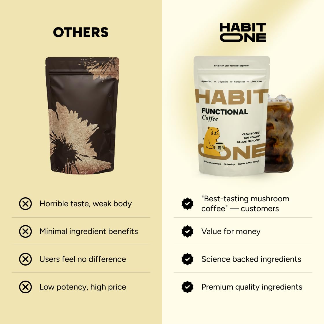 HABIT ONE Instant Coffee with Mushroom Blend preparation scene