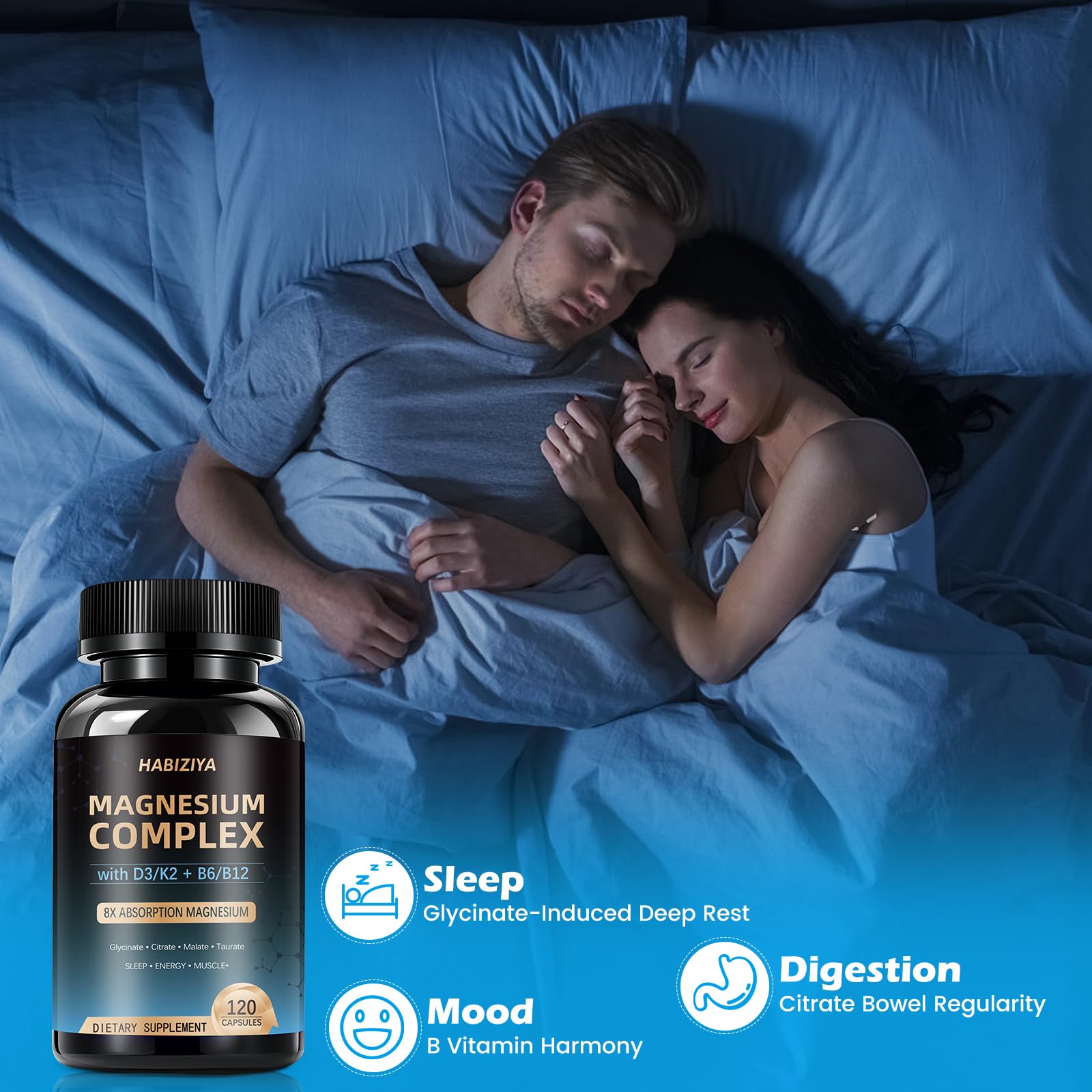 HABIZIYA Magnesium Complex 600mg bottle with two capsules