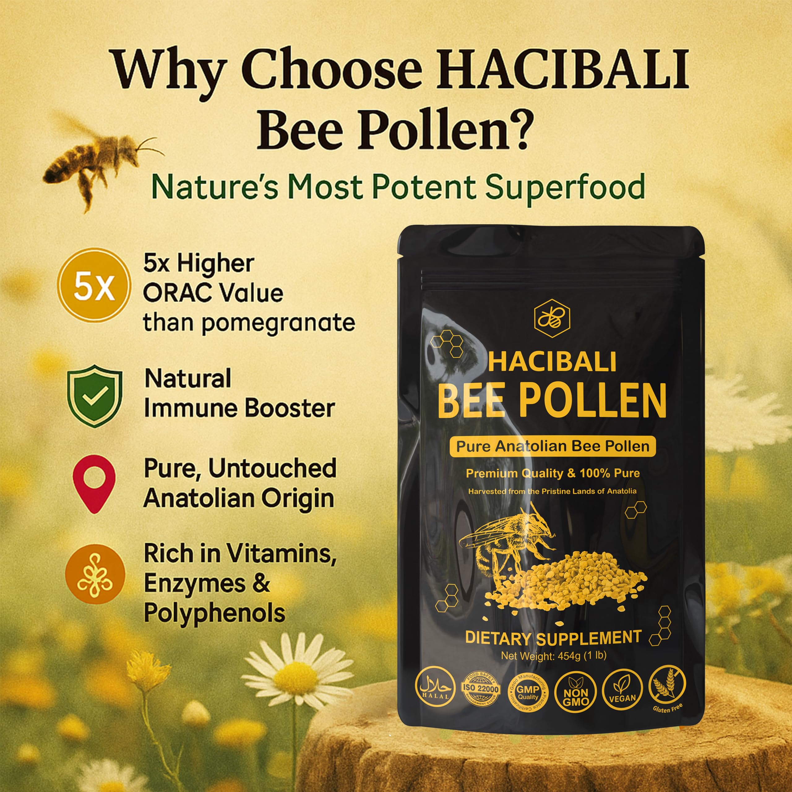 hacıbalı Bee Pollen Granules with yogurt