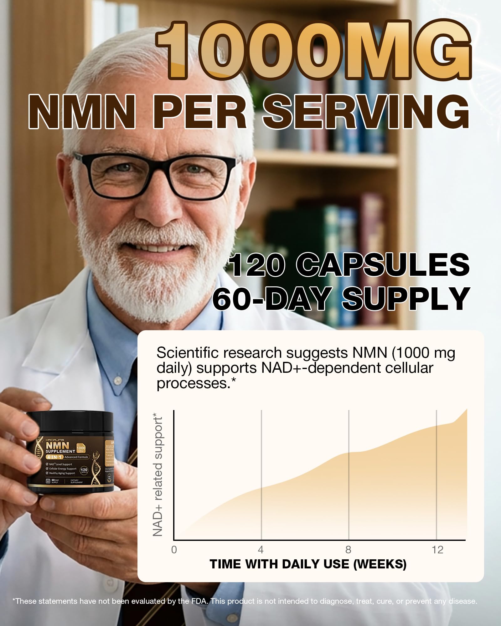 HACIRJNG NMN Supplement 1000mg bottle with measuring spoon