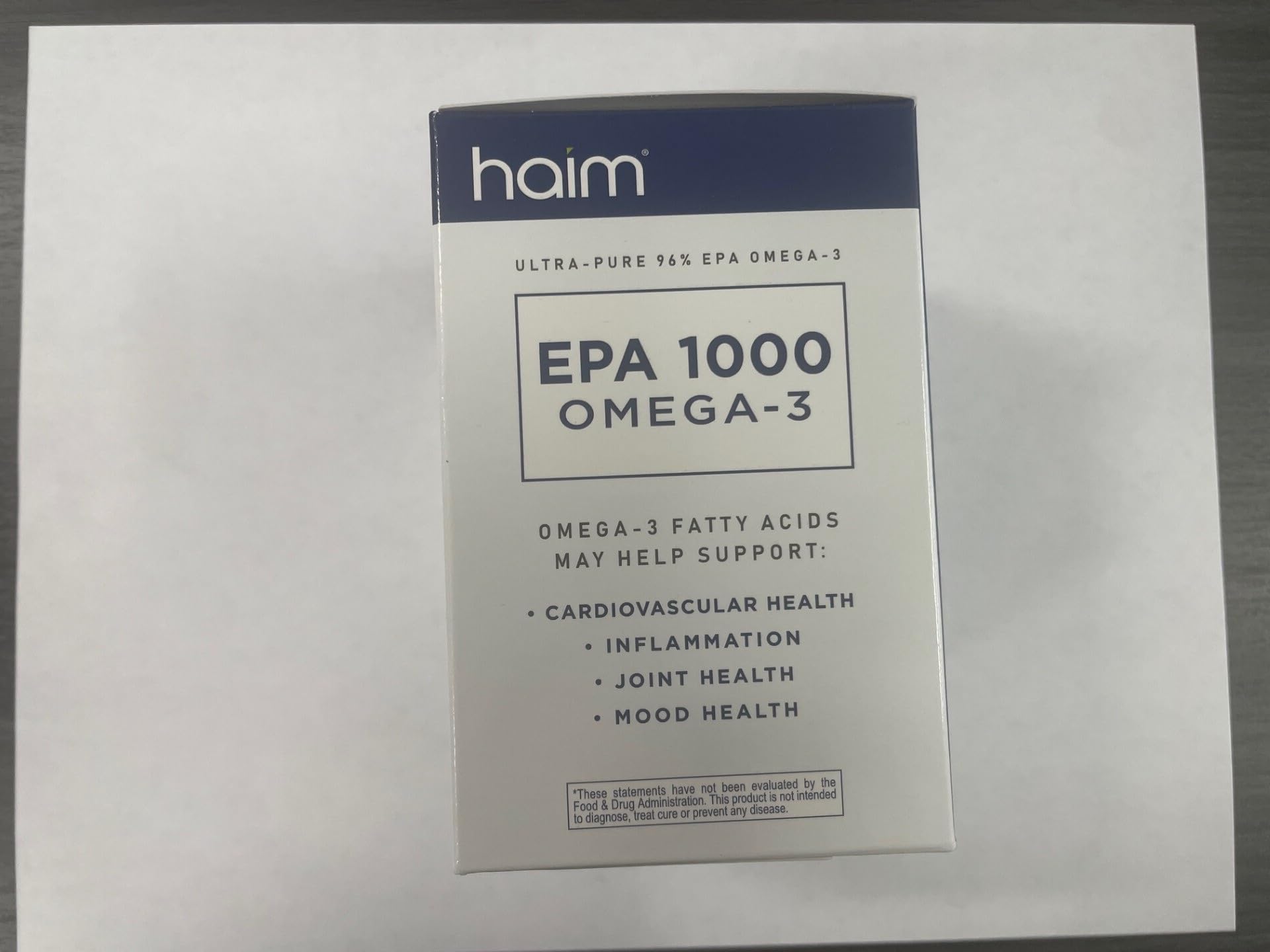 HAIM EPA1000 Fish Oil Supplement back view with nutritional information