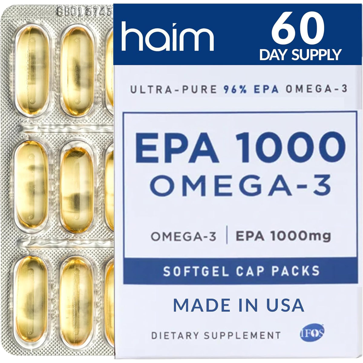 HAIM EPA1000 Fish Oil Supplement front view with packaging