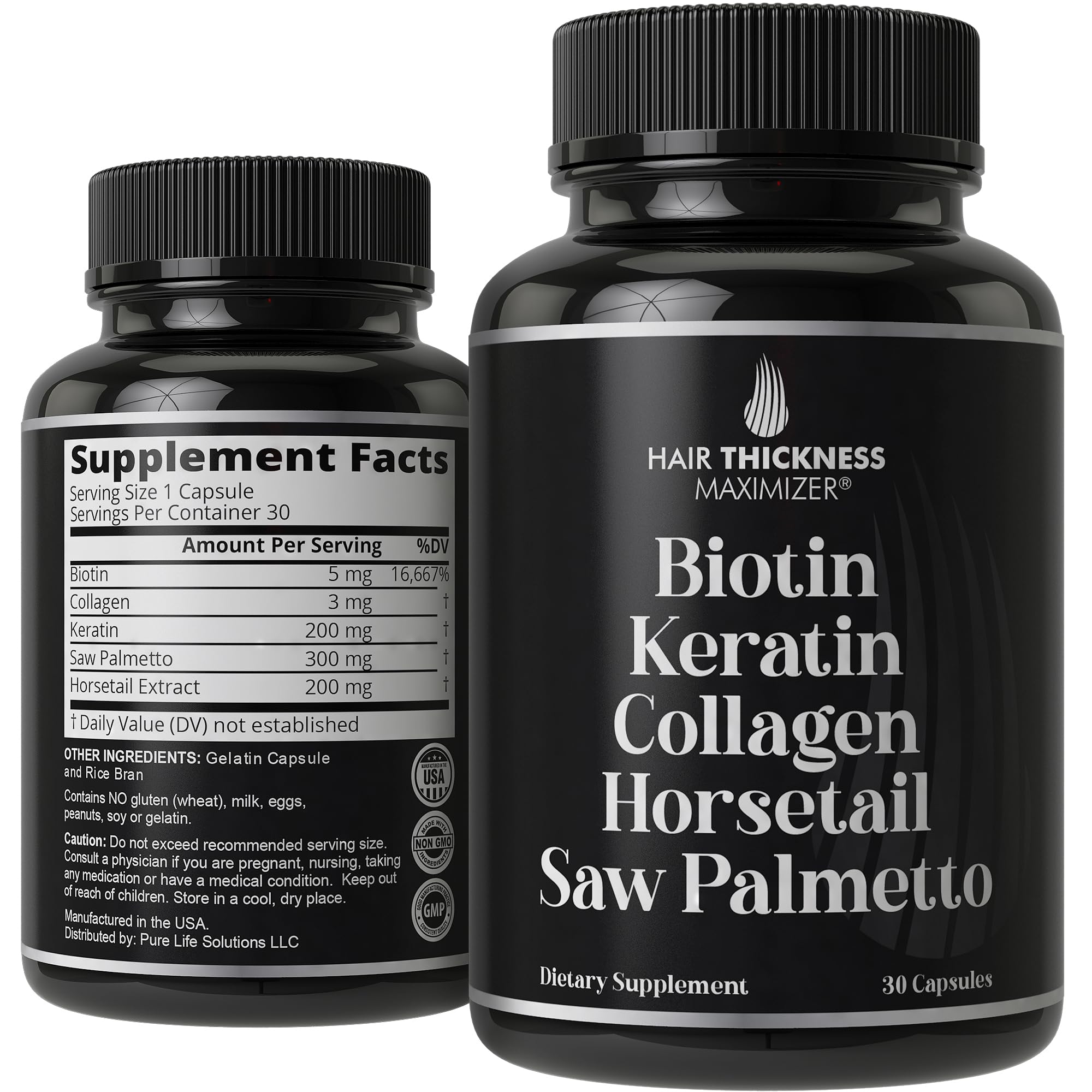 Hair Thickness Maximizer 5-in-1 Hair Vitamins with ingredients list