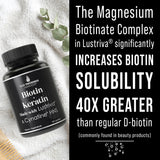 Hair Thickness Maximizer Biotin Supplement on a wooden table