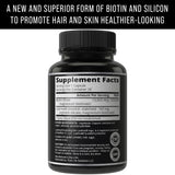 Hair Thickness Maximizer Lustriva Biotin Supplement on a wooden table
