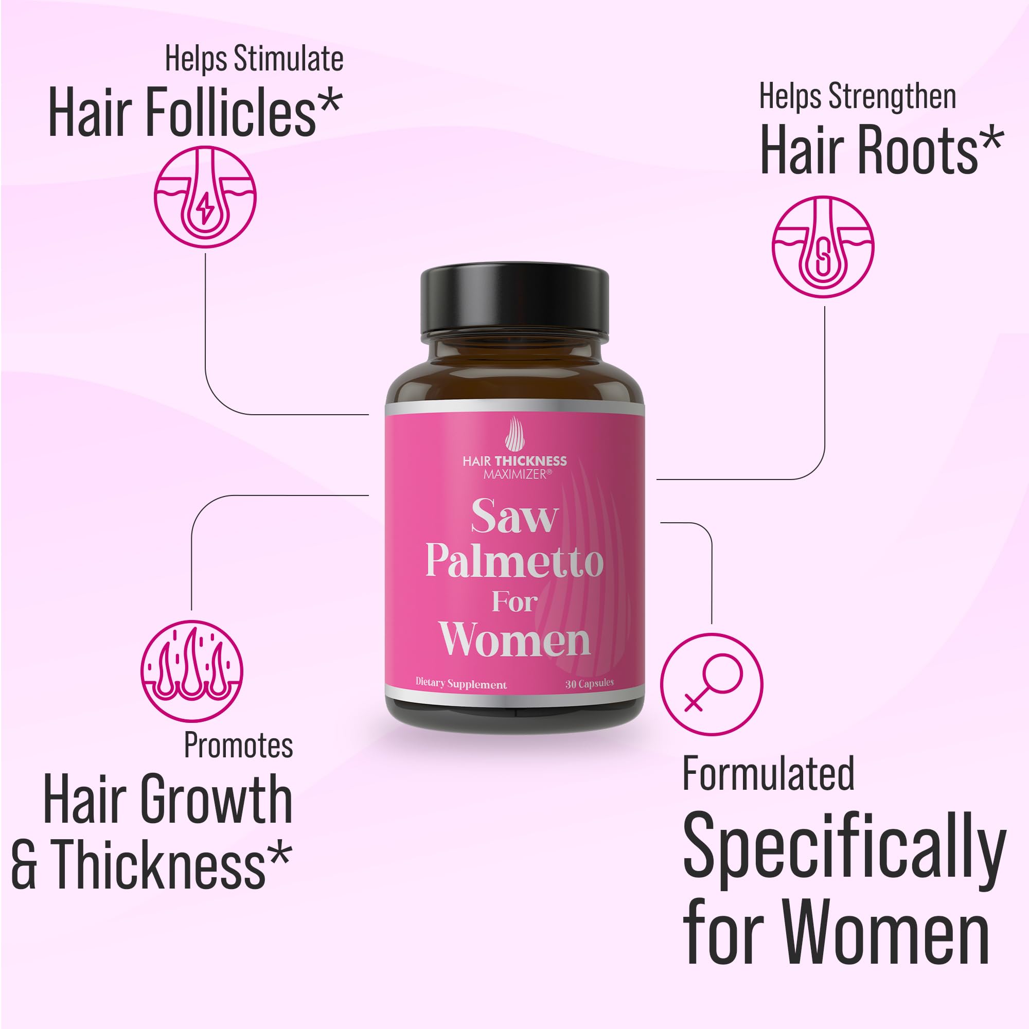 Hair Thickness Maximizer Saw Palmetto Supplement bottle side view
