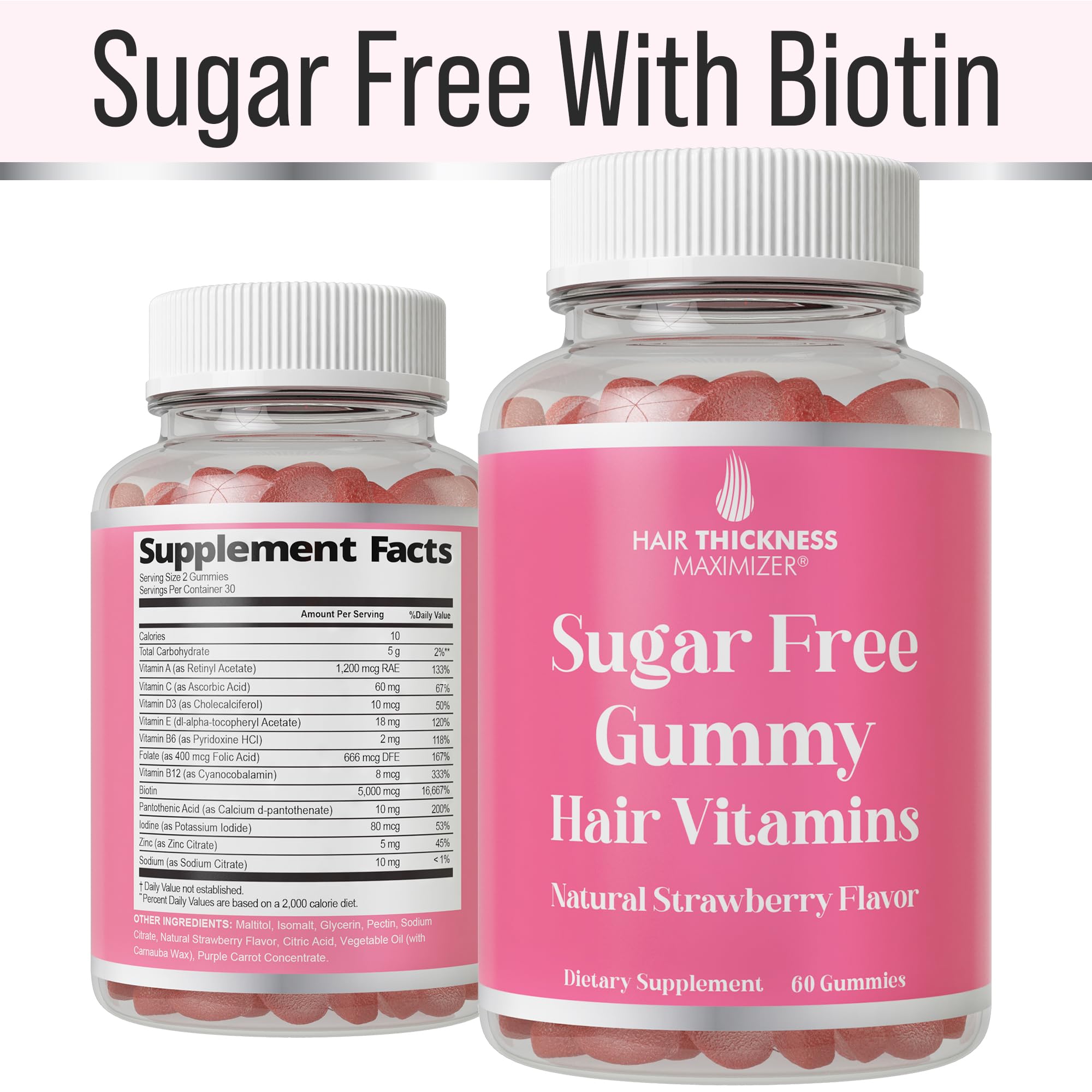 Hair Thickness Maximizer Sugar-Free Hair Gummy Vitamins close-up